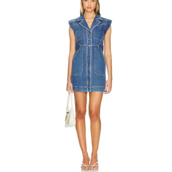 Veronica Beard Jax Denim Mini Dress NWT Size 12 - Picture 1 of 8